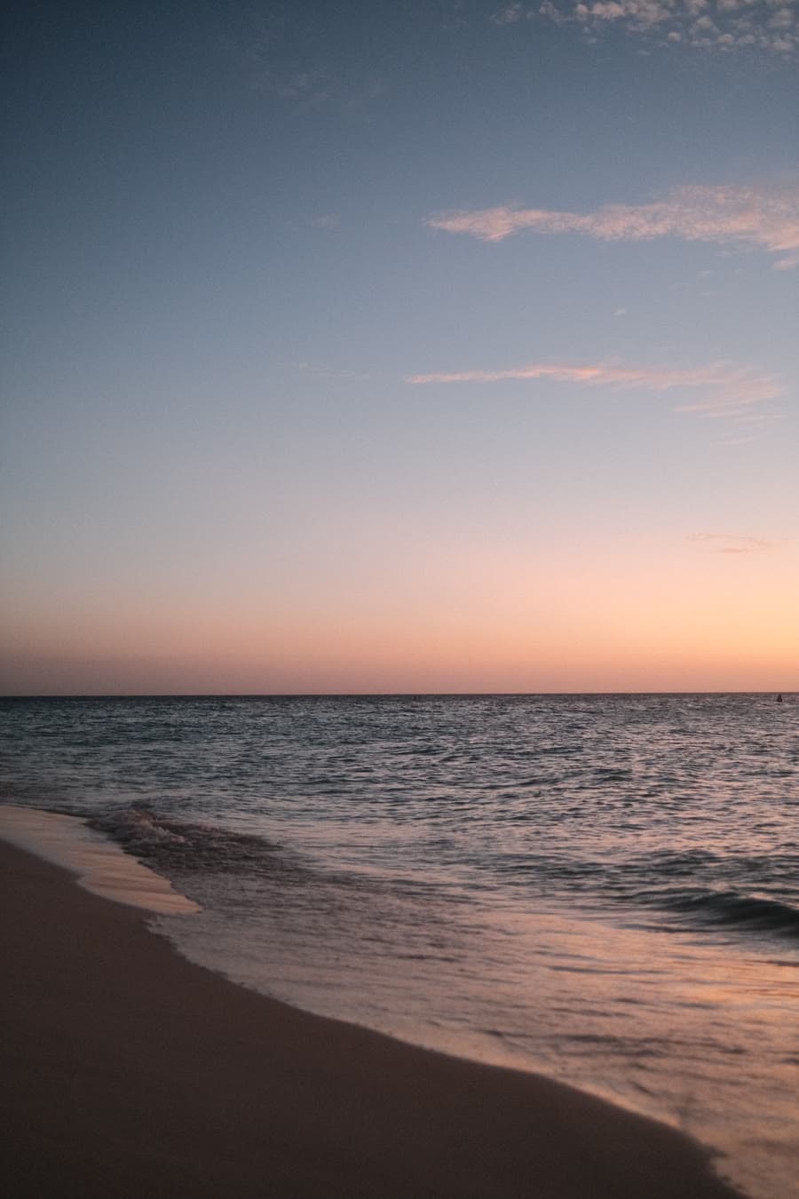 The shoreline at dusk