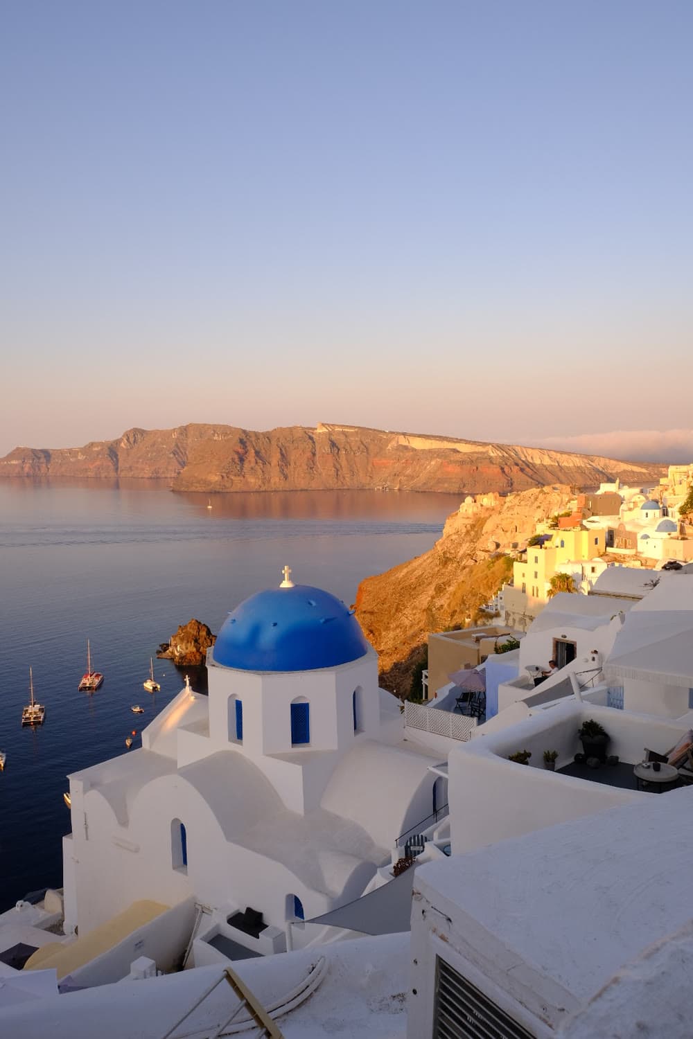 A blue dome above the caldera in Oia