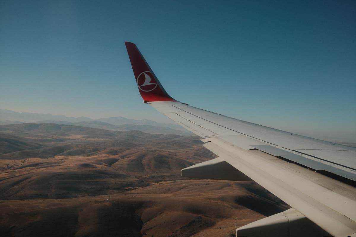 A wing over the mountains